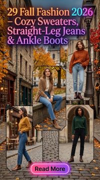 29 Fall Fashion 2026 – Cozy Sweaters, Straight-Leg Jeans & Ankle Boots for Women's Timeless Style