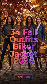 34 Fall Biker Jacket Outfits 2026 – Chic & Edgy Ways to Style a Leather Jacket with Jeans, Dresses, Boots, Cozy Sweaters and Layered Autumn Pieces for Effortless Everyday Style