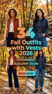 34 Fall Outfits with Vests 2026 – Trendy Layering Ideas with Knit Vests, Puffer Vests & Tailored Pieces You'll Want to Copy