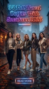 34 Fall Travel Outfits With Sneakers 2026 – Comfortable Layers, Chic Basics & Stylish Looks for Every Trip