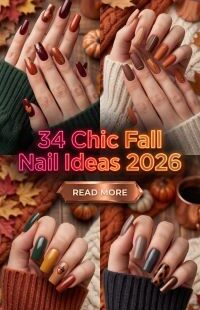 34 Fall Nails 2026 – Chic and Elegant Autumn Manicure Ideas with Rich Colors, Cozy Neutrals, Tips and Trendy Seasonal Nail Art