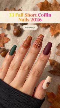33 Fall Short Coffin Nails 2026: Chic, Cute and Trendy Short Coffin Nail Designs & Stylish Fall Nail Art to Try This Season