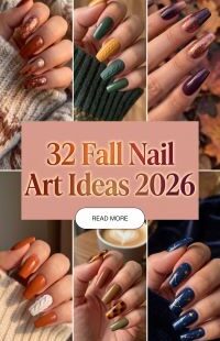 32 Fall Nail Art Ideas 2026 – Chic Autumn Manicure Inspiration with Brown, Burgundy, Neutral and Trendy Seasonal Designs