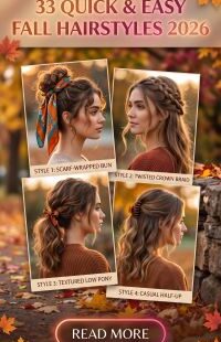 33 Quick & Easy Fall Hairstyles 2026: Effortless Autumn Hair Ideas for Women, Including Simple Ponytails and Heat-Friendly Styles for an Easy Warm-Weather Look