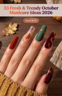 33 October Manicure Ideas 2026: Fresh, Cute, Chic & Trendy Fall Nail Designs, Autumn Nail Colors, Gel Nails, French Tips and Seasonal Nail Art for Your Next Salon Visit or Easy DIY Session