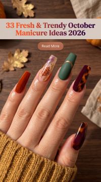 33 October Manicure Ideas 2026: Fresh, Cute, Chic & Trendy Fall Nail Designs, Autumn Nail Colors, Gel Nails, French Tips and Seasonal Nail Art for Your Next Salon Visit or Easy DIY Session