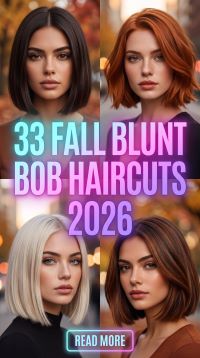 33 Clean Fall Blunt Bob Haircuts 2026: Fresh, Chic, Sleek & Trendy Takes on This Timeless Hairstyle, Polished Blunt Cuts and Elegant Autumn Hair Ideas for a Stylish New Season