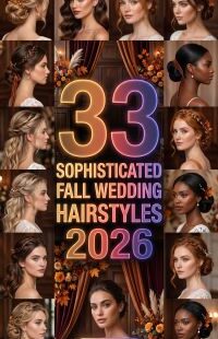 33 Modern Fall Wedding Hairstyles Trends 2026: Chic, Elegant, Romantic & Stylish Bridal, Bridesmaid and Wedding Guest Hair Ideas Featuring Updos, Buns, Braids, Curls, Waves, Half-Up Styles and Gorgeous Autumn Wedding Looks