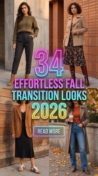 34 Trendy Fall Transition Outfits to Wear in 2026 – Chic, Casual & Stylish Layered Looks for Changing Weather with Jeans, Sweaters, Cardigans, Jackets, Dresses, Boots and Easy Seasonal Styling Ideas
