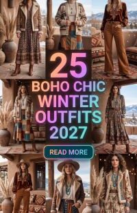 25 Elevated Boho Chic Winter Outfits for Women 2027 – Luxe Layers, Textured Knitwear, Statement Boots & Artistic Accessories for Effortlessly Creative Style