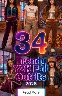 34 Cute Fall Y2K Outfits 2026: Aesthetic Women’s Fashion Ideas Featuring Jeans, Denim Jackets, Crop Tops, Cardigans, Sneakers, Color Pops and Playful Retro-Inspired Looks for Everyday Autumn Style
