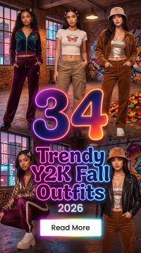 34 Cute Fall Y2K Outfits 2026: Aesthetic Women’s Fashion Ideas Featuring Jeans, Denim Jackets, Crop Tops, Cardigans, Sneakers, Color Pops and Playful Retro-Inspired Looks for Everyday Autumn Style