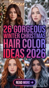 26 Gorgeous Winter Christmas Hair Color Ideas 2026 – How to Upgrade Your Seasonal Look with Luxe Cherry Red, Burgundy, Chocolate Brown, Mocha, Copper, Caramel & Icy Blonde Shades for a Fresh Holiday Transformation