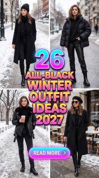 How Can You Style All-Black Winter Outfits in 2027? 26 Chic Layering Ideas with Coats, Knitwear, Leather & Boots