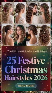 25 Trending December Christmas Hairstyles 2026 – Viral Holiday Hair Ideas, Cute Updos, Bows, Curls, Braids & Festive Glam Styles Everyone Will Love